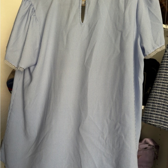LC Lauren Conrad Light Blue Pinstripe Blouse - Picture 2 of 4
